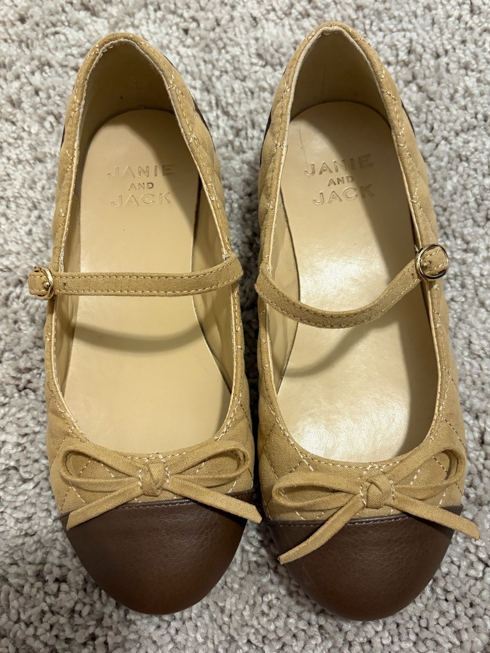 Janie and Jack Quilted Cap Toe Mary Jane Bow Ballet Flats